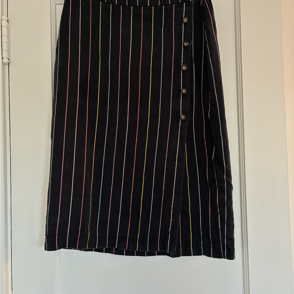 Marine Layer Black Skirt with Multicolor Stripes